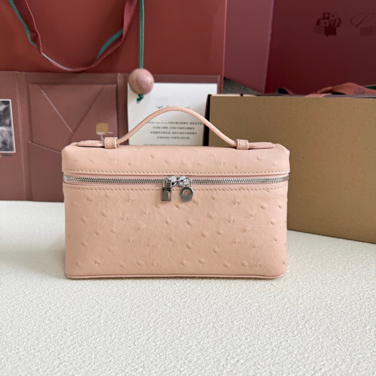 LP19 粉沙色鴕鳥紋 飯盒包