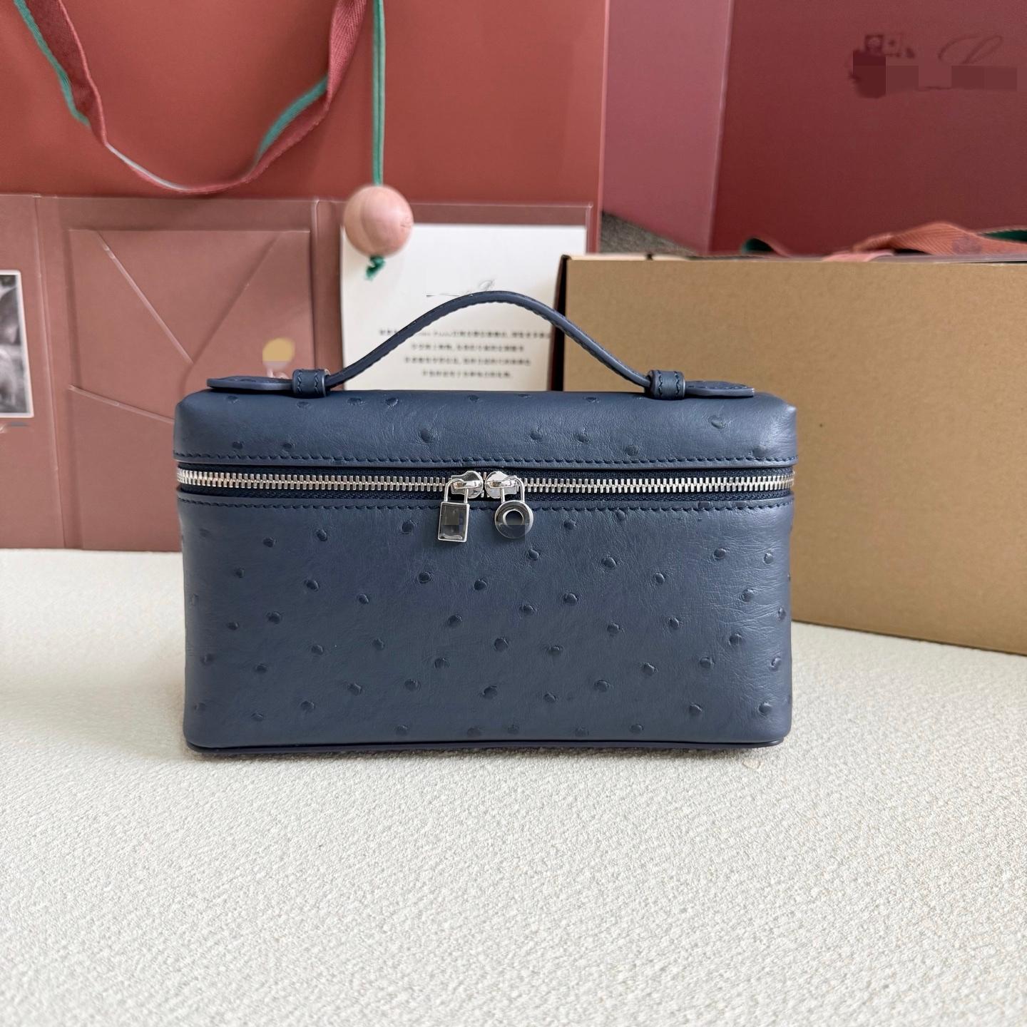 LP19 午夜藍鴕鳥紋 飯盒包 銀