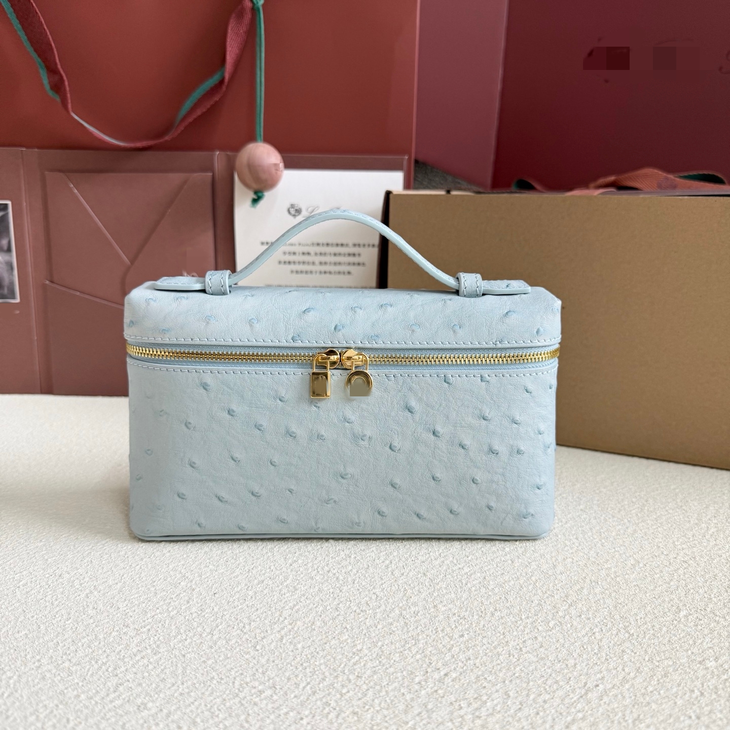 LP19 藍清色鴕鳥紋 飯盒包