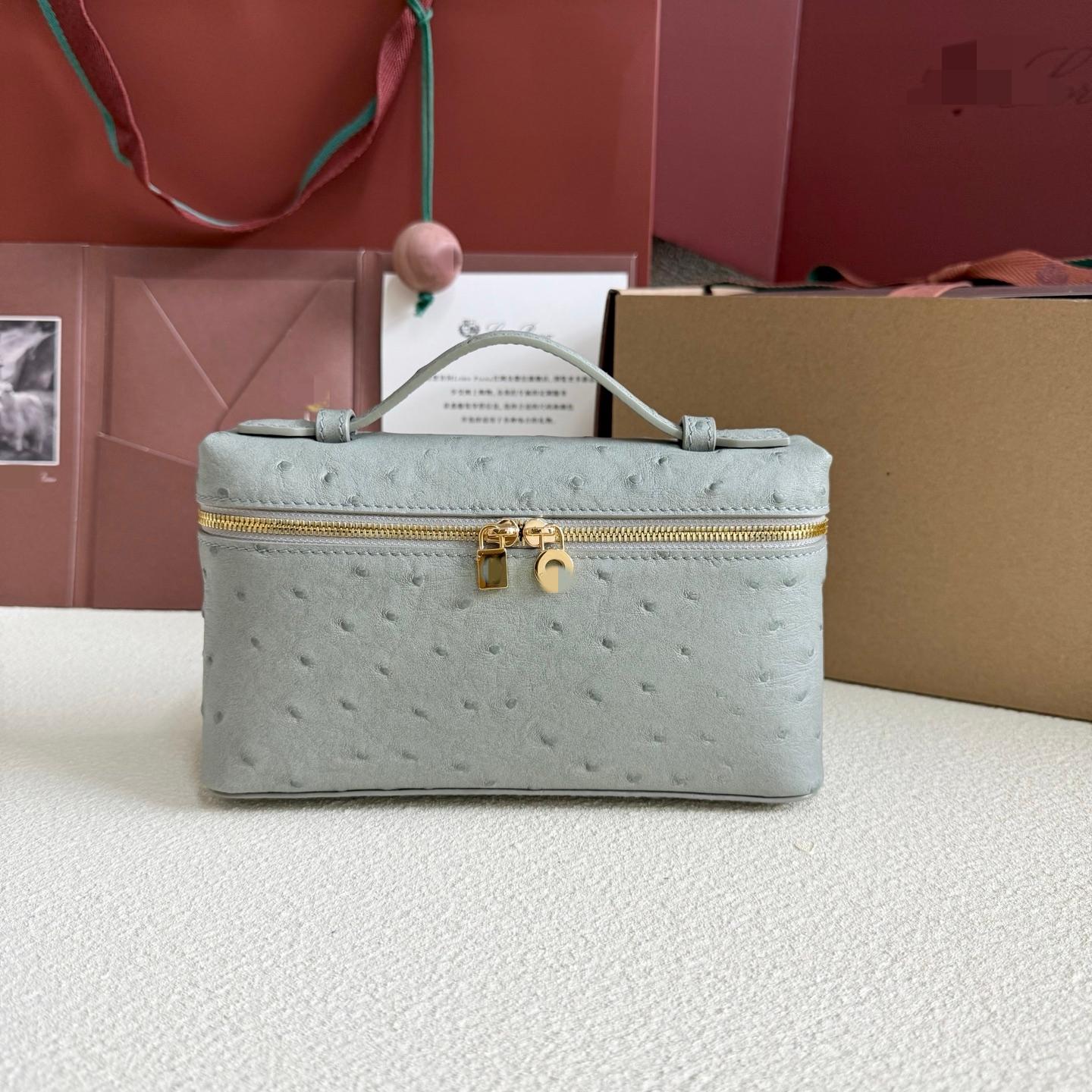 LP19 桉樹色鴕鳥紋 飯盒包 金