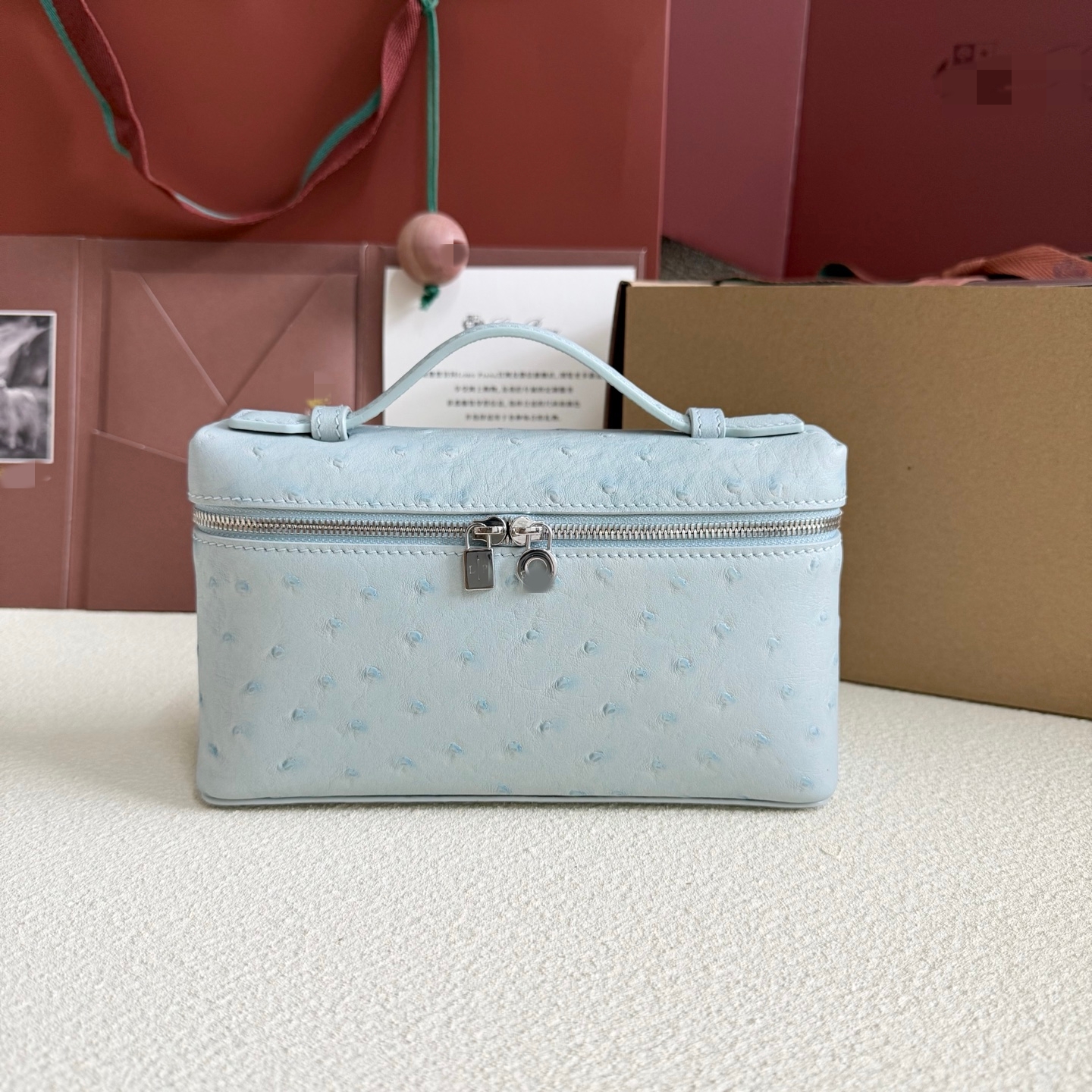 LP19 藍清色鴕鳥紋 飯盒包