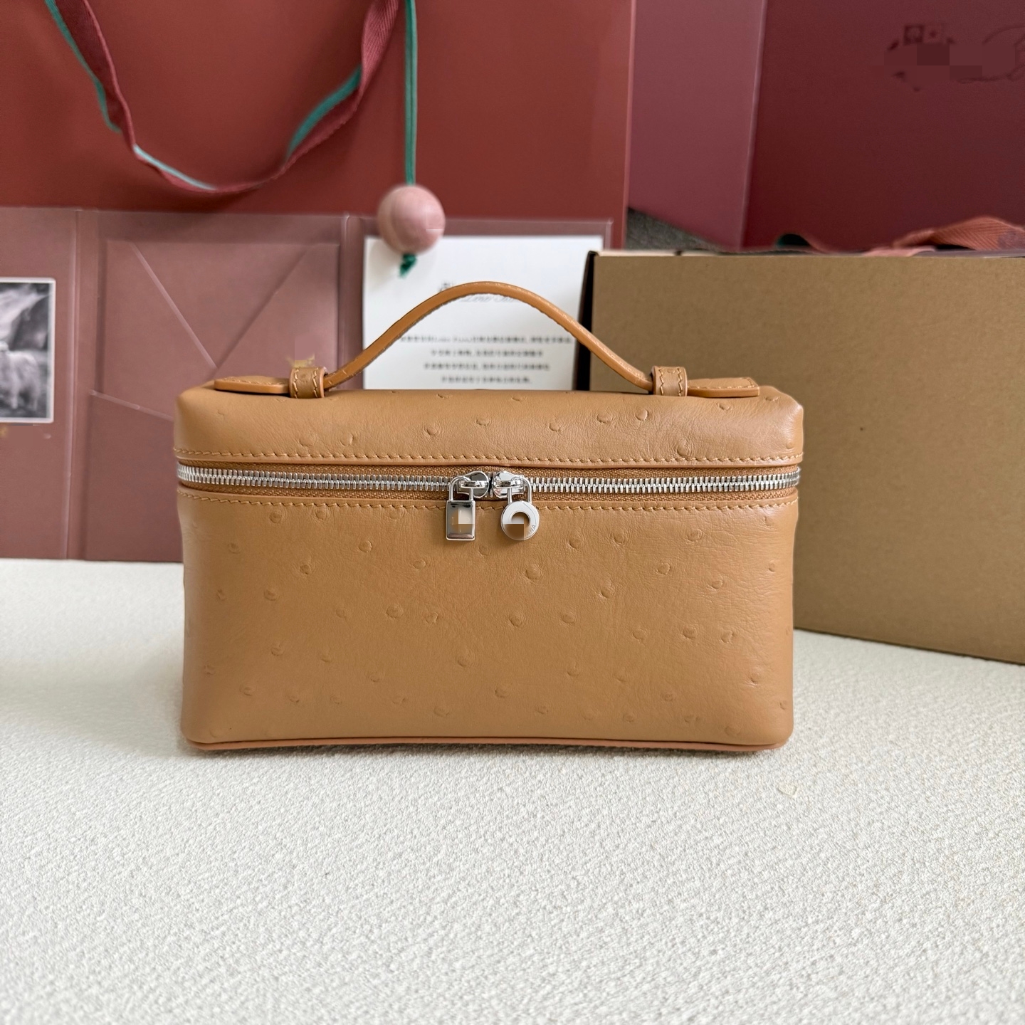 LP19 金棕色鴕鳥紋 飯盒包