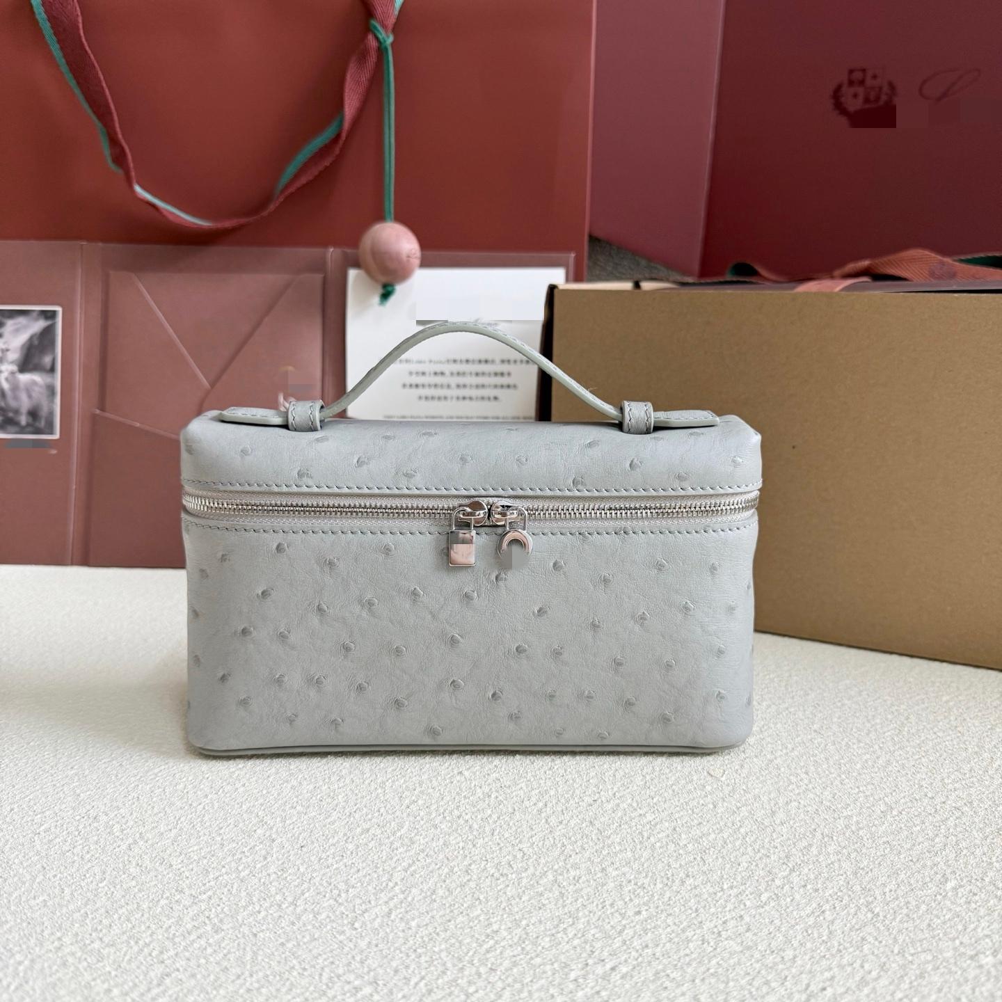 LP19 桉樹色鴕鳥紋 飯盒包 銀