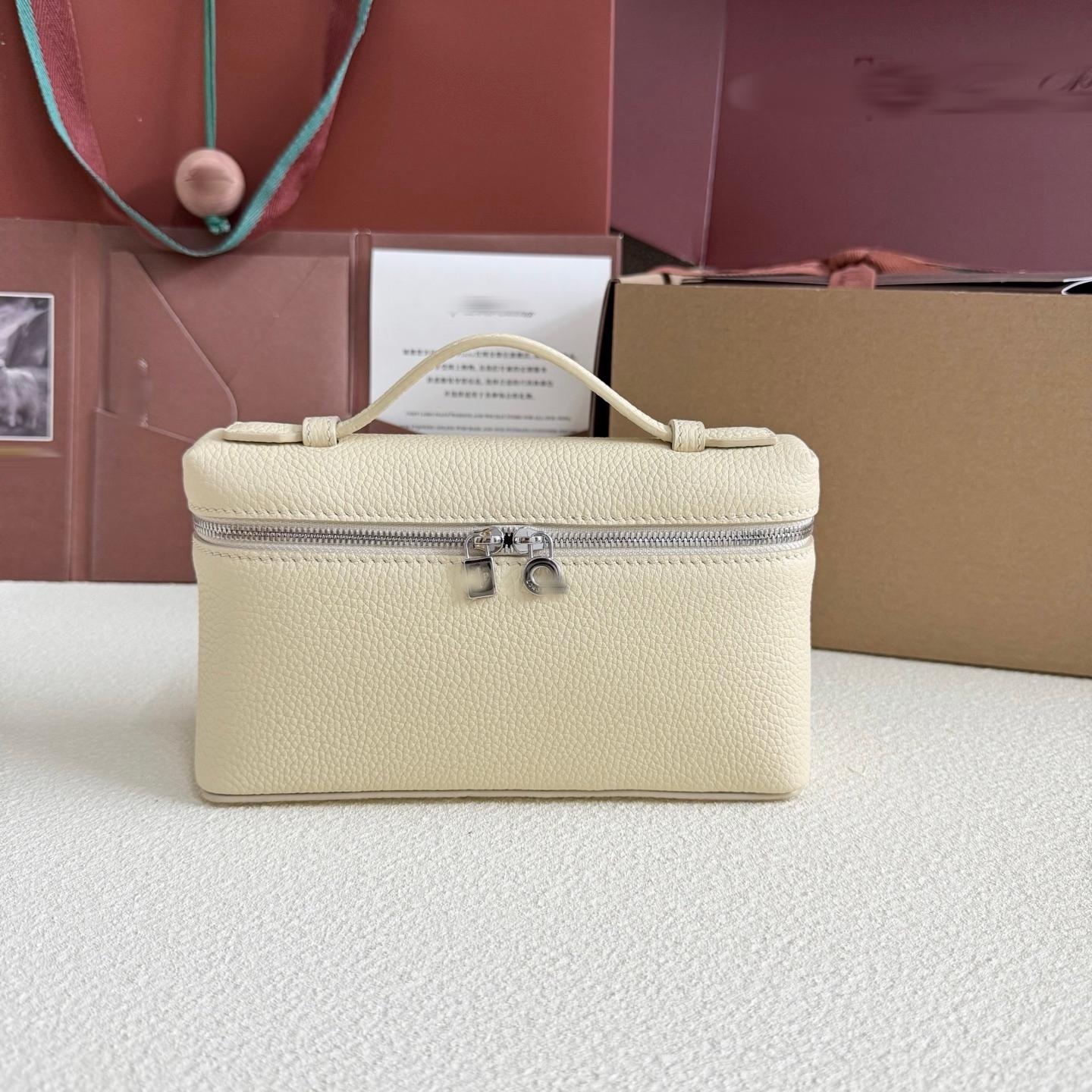 LP19 雪糕黃 錘紋牛皮 飯盒包