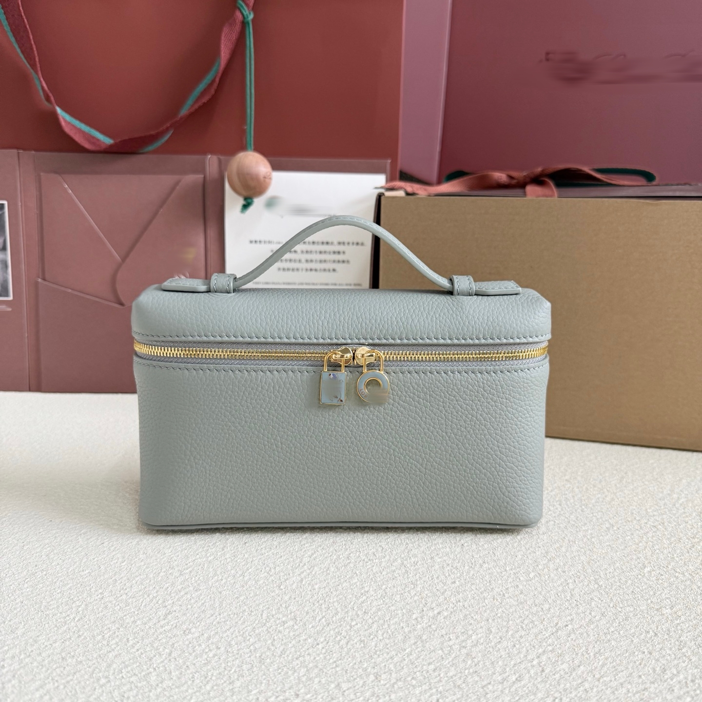 LP19 豆灰綠/七夕限定 錘紋牛皮 飯盒包