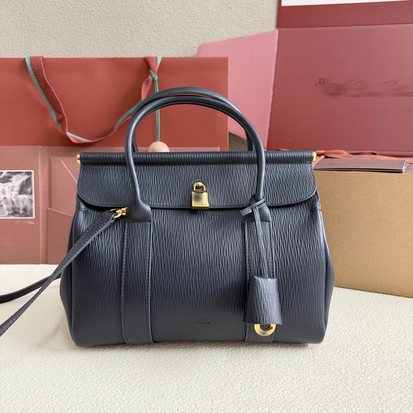 LP 深藍色水波紋 LOOM 25小號手提包