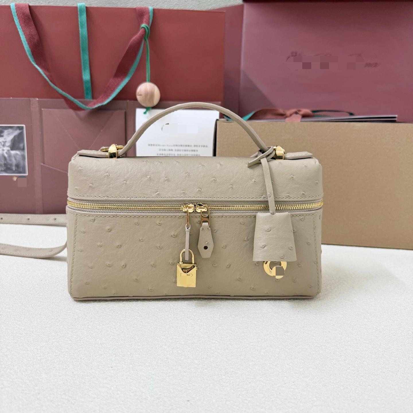 LP23 灰杏色鴕鳥紋 Extra Bag