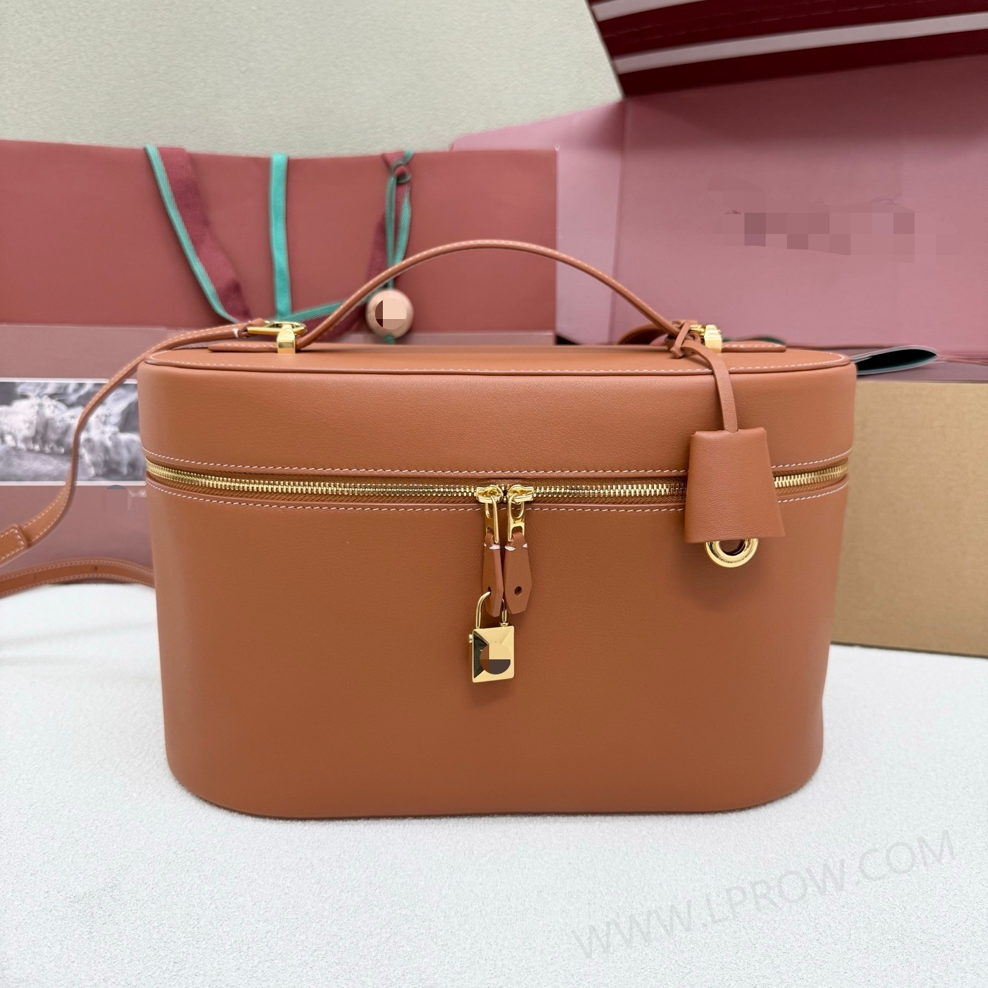 LP Extra Vanity 30 大號化妝包 牛皮革 棕色